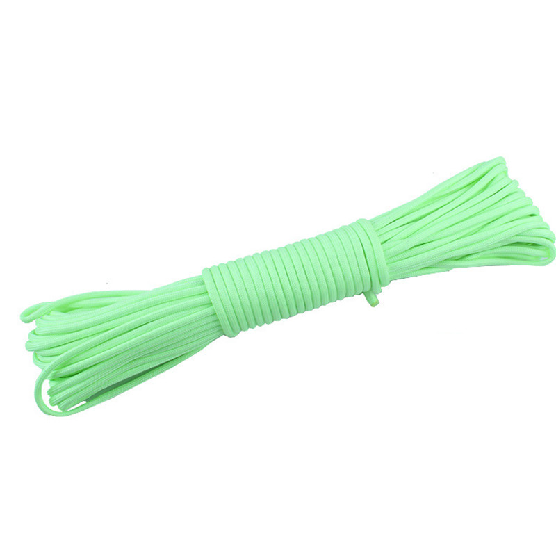 Im Dunkeln leuchtendes Leuchtseil, 9 Stränge, 4 mm Paracord, Nylon, 550 Zeltschnur, Outdoor-Fallschirm-Lanyard, Camping, Überleben, EDC: Black / 20m