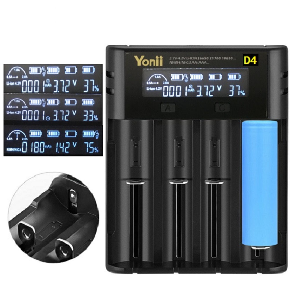 Yonii battery charger for 18650 14500 3.7v lithium rechargeable battery LCD charger for lithium battery for ni-mh ni-cd 1.2v ba