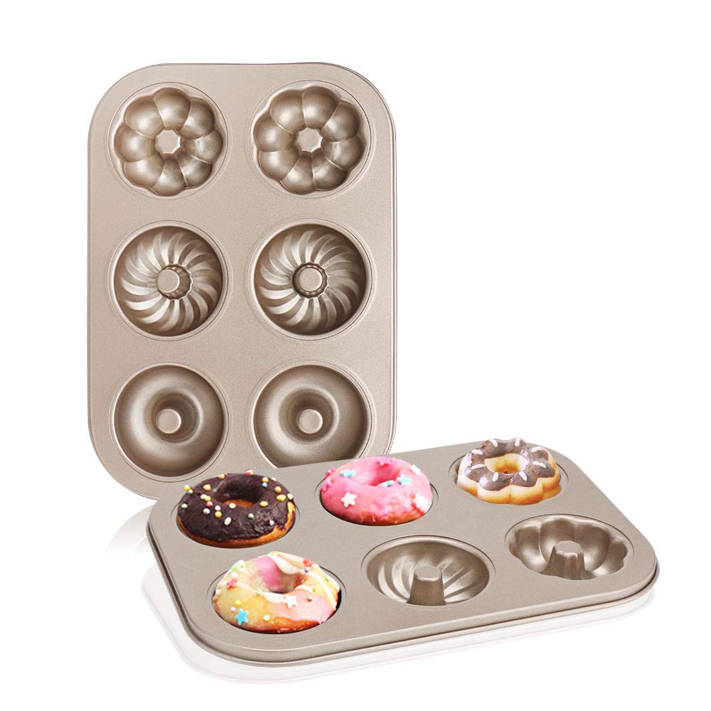 6-Cavity Anti-aanbak Donut Pan Donut Bakken Pannen Carbon Staal Donut Bakplaat Lade Bagels Mold Maker Cake Biscuit tin Bakware