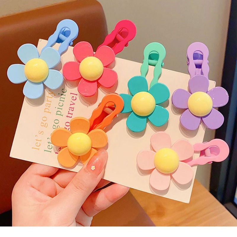 Horquilla colorida con flores coreanas para niña y niño, pinzas en forma de garra para el pelo, accesorios para , diadema de cangrejo, 2 uds.