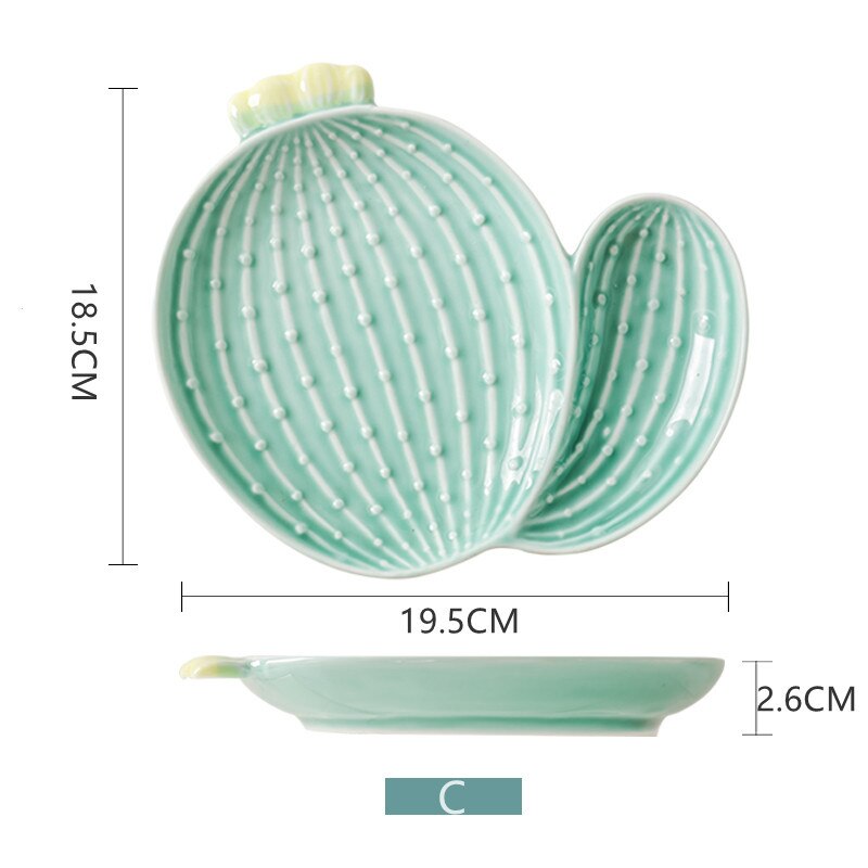 Platos de cocina variados, condimentos de cerámica, Cactus, inmersión, salsa, Bol para bocadillos, tazón, vajilla creativa, decoración del hogar, plato de fruta: C
