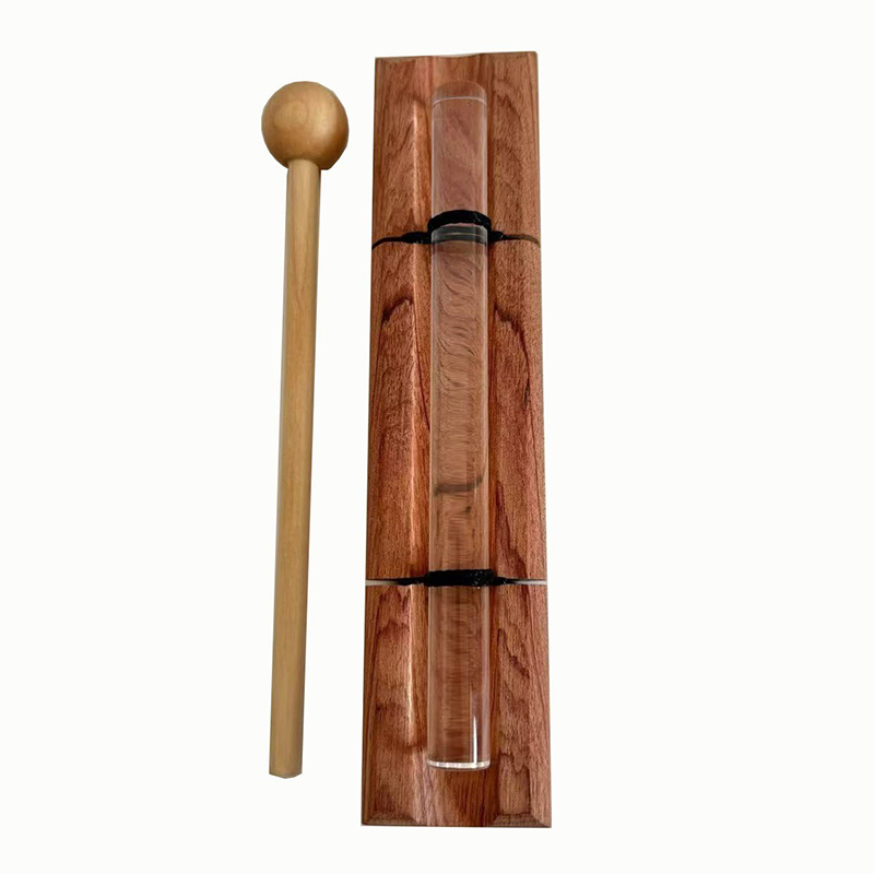 Campanas curativas de meditación con haz de sonido de cristal, carillón de energía, campana de mano de cuarzo portátil, instrumentos musicales de madera para aliviar el estrés