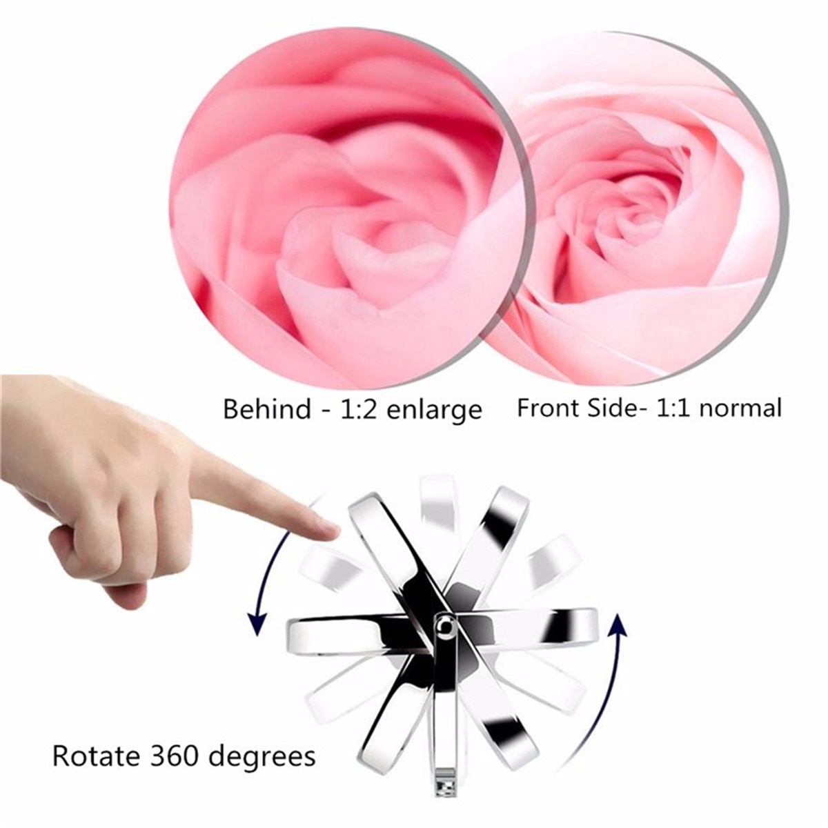 Metal Magnifying Cosmetic Mirror Double Sided Lady Table Desk Standing Dresser Make Up Mirror Round Desktop Rotating Mirror