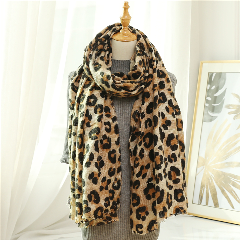 Vinter varme kvinder tørklæde dyr leopard print dame tykke bløde sjaler og ombryder kvindelige tørklæde i kashmir tørklæde: C2