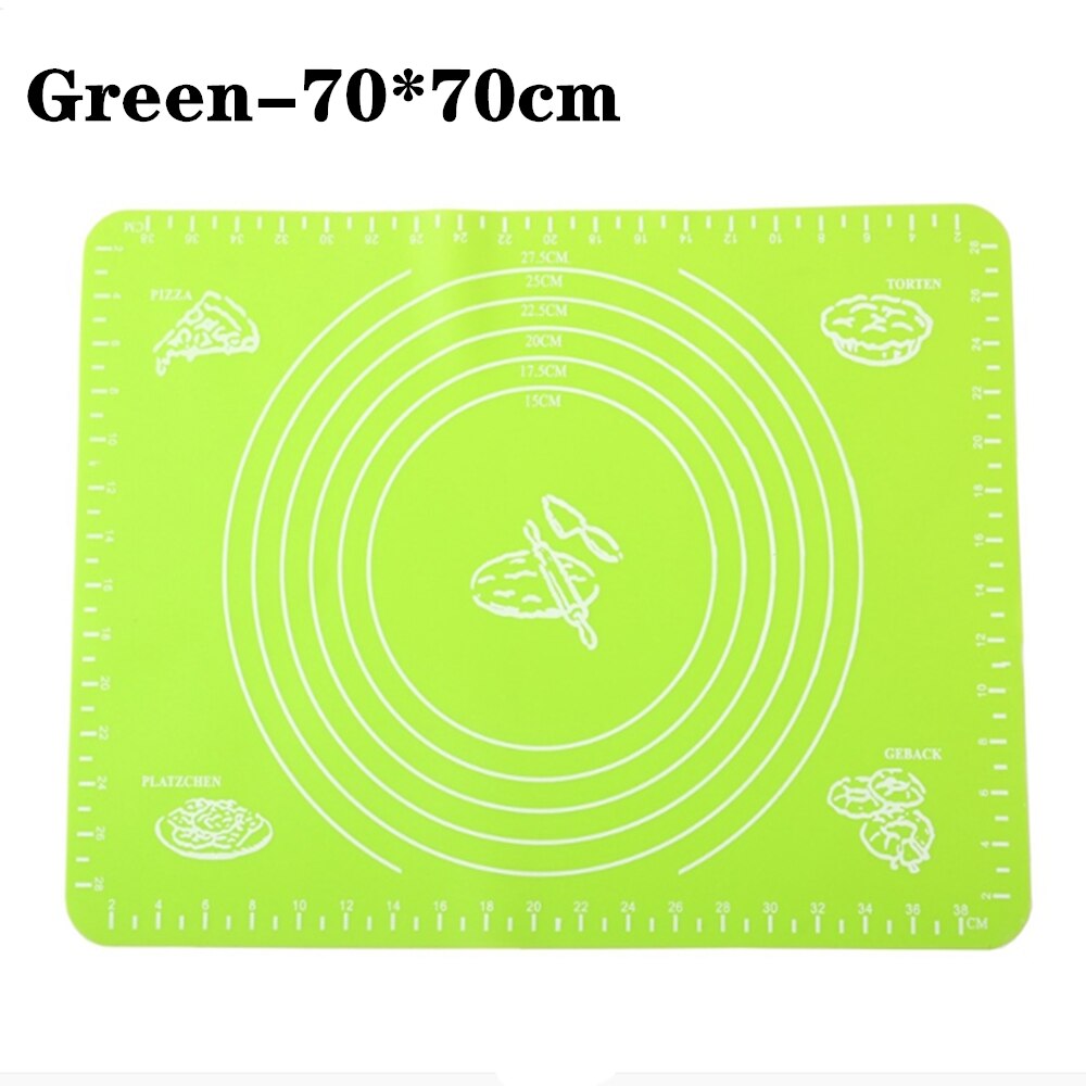70*70cm Silicone Baking Mat Thicken Cake Silicone Mat Oven Pizza Pastry Mat Rolling Dough Board Non-Stick Mat Cake Baking Tools: Green-70x70cm