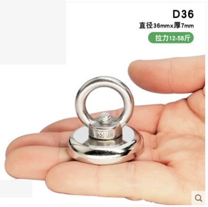 D16-d60 sterke neodymiummagneten, bergingsmagneet, diepzeevismagneet, magneethouder met oogboutring en tractiebevestiging