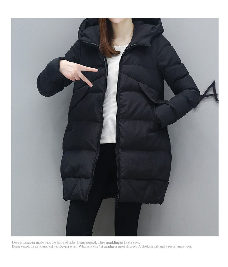 Winterjassen en mantels donsjack capuchon katoenen bontkraag jas dames warme bovenkleding plus size: Zwart / Ik