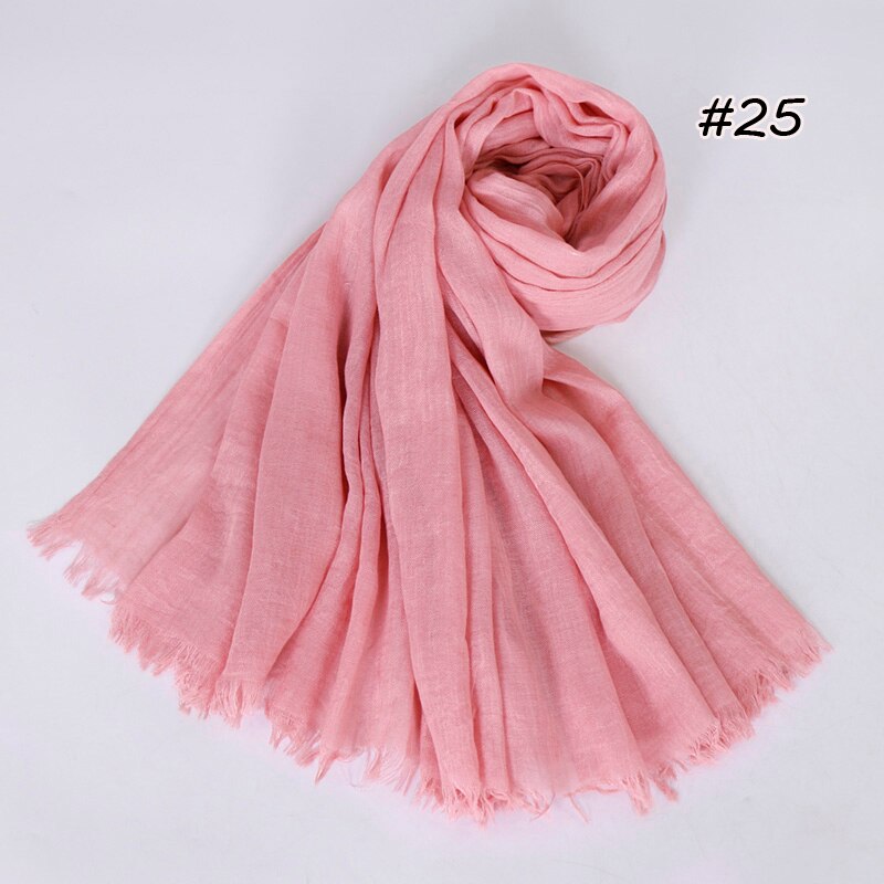 Premium Linen Cotton Hijab Scarf Women Muslim Hijab Large Size Plain Fringe Shawl Tassel Wraps Headband Long Scarves 190X100cm: Light Grey