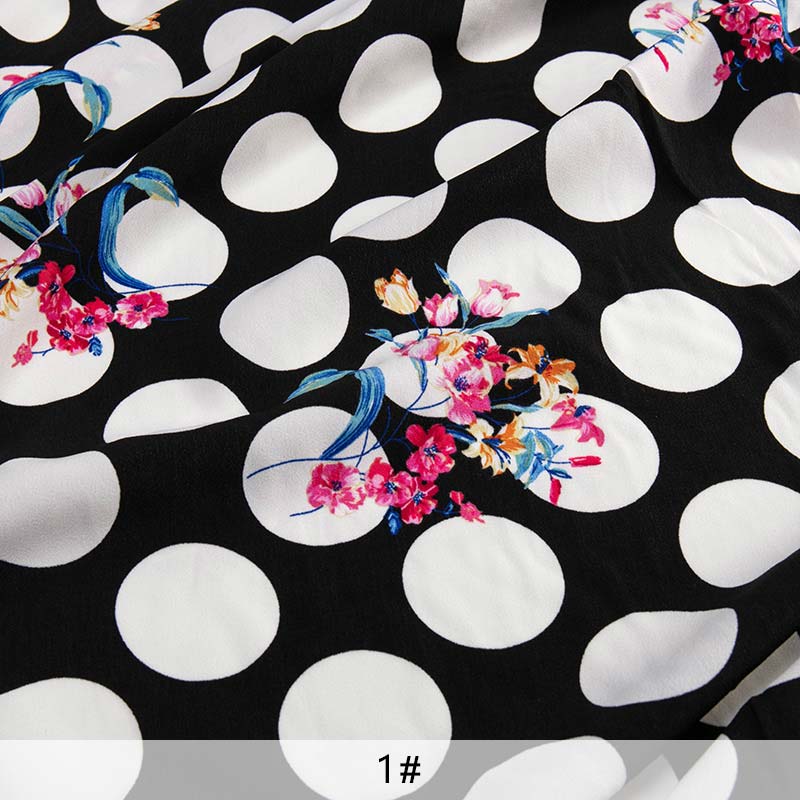Verano Vintage punto impreso flores de tela gasa para vestido, costura y faldas TJ0711: 1