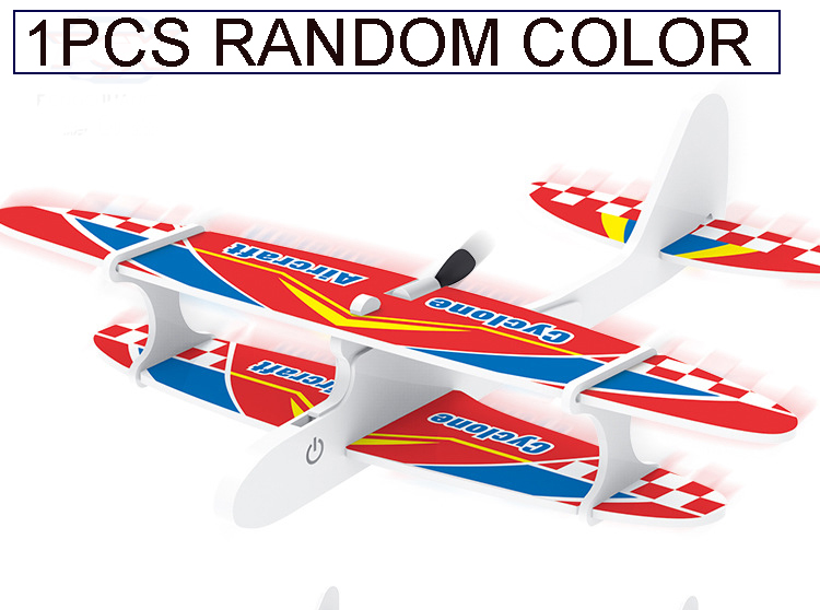 USB charging foam electric aircraft and biplane charging rotary model aircraft Hand thrown electric glider Stunt show: 1PCS Random Color