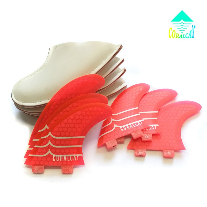 Aletas para tabla de Surf Coral-cay FCS, Tri Truster, amarillo, rojo, verde, fibra de vidrio, kitesurf, quillas FCS de windsurf