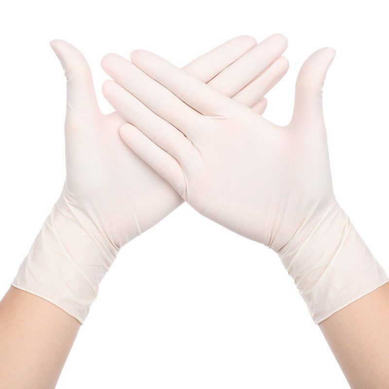 100Pcs Latex Handschoen Anti-Slippen Hand Protector Mitten Duurzaam Elastische Witte Wegwerp Handschoen Veel Gebruikt Bescherm Uw Handen
