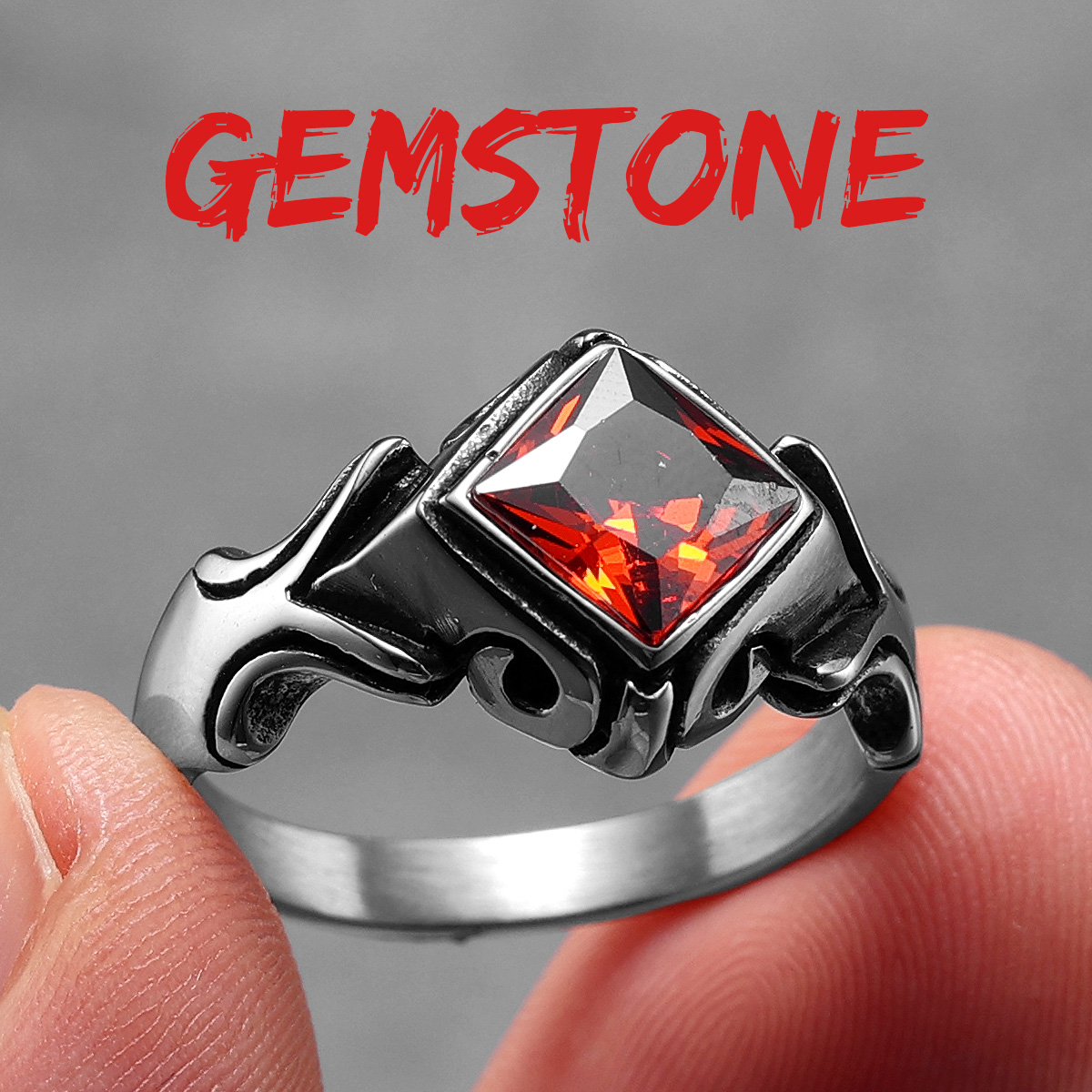 Bagues en acier inoxydable avec pierres précieuses multi-documents pour hommes et femmes, bijoux uniques, luxe, punk, accessoires, , ,: 7 / Bleu