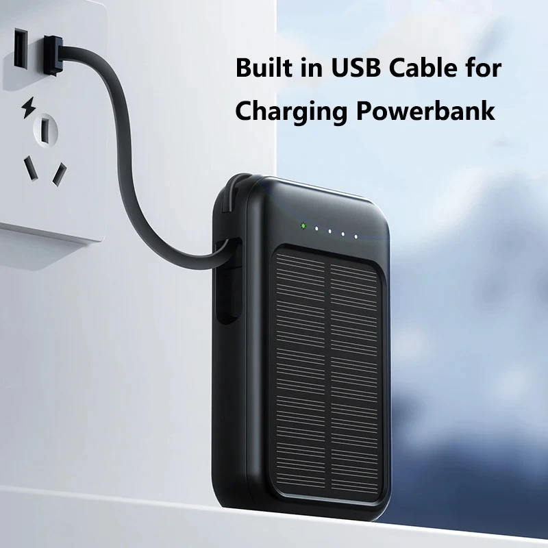 50000 mah solcelle-powerbank hurtigopladende led-lys med 4 kabler type-c multiport udendørs bærbar mobil ekstern strømforsyning