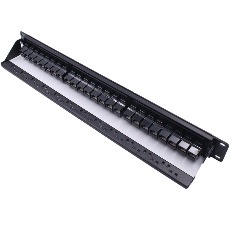 1U Cabinet Pass-Through 24 Port CAT6 Patch Panel RJ45 Connector Network Cable Adapter Keystone Jack Frame
