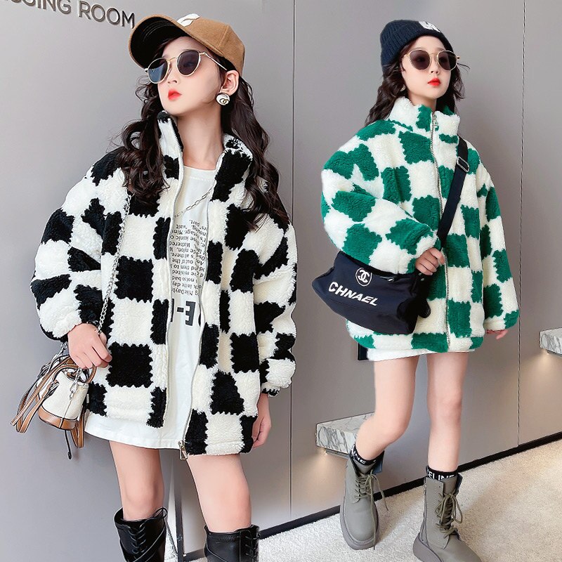 Nowe dzieci jesień zima futro dzieci dziewczyna płaszcz nastolatek grube znosić kurtki wysokiej jakości ciepła moda plus aksamitne ubrania 4-14Y