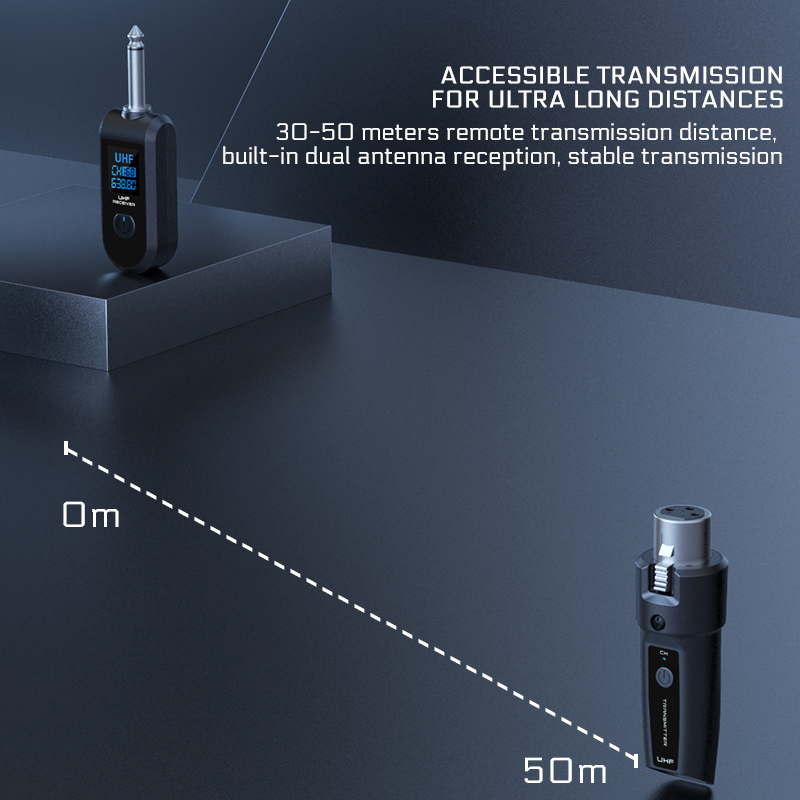 Wired to Wireless microphone Converter system transmitter and receiver for Dynamic Microphone Guitar Audio Mixer PA System