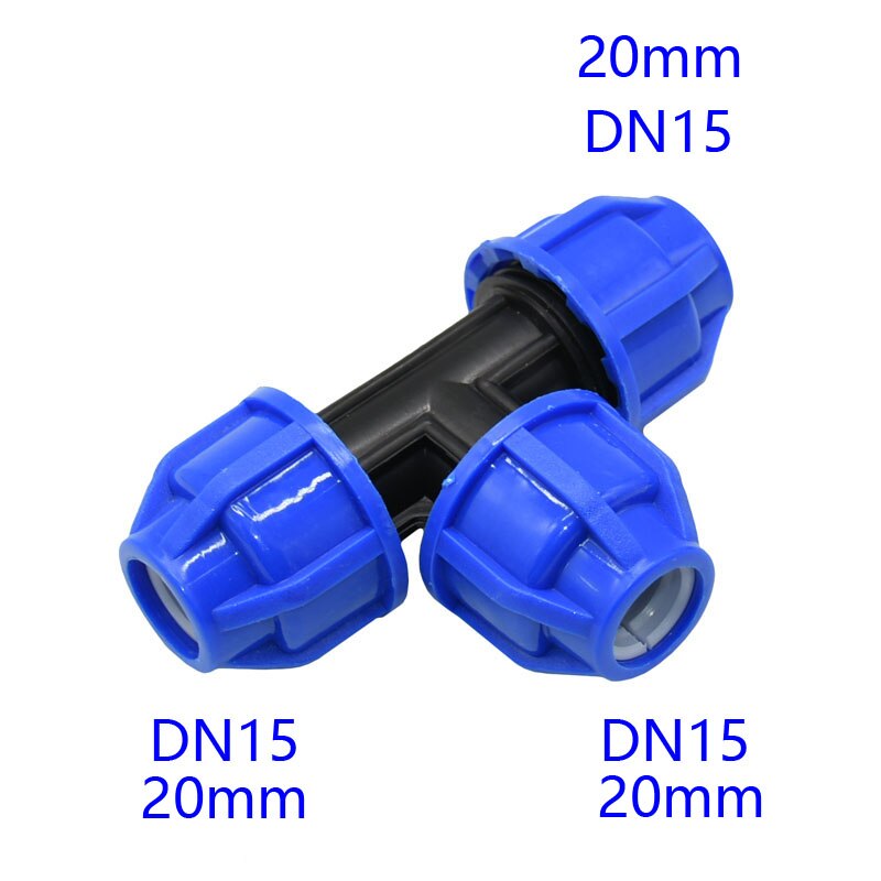 Dn15 dn20 dn25 ppr pvc pe rør tee vann splitter 1/2 3/4 1 tommers vannrør reduserende tee t kobling 1 stk.: En