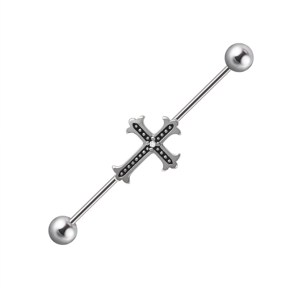 1PC Stainless Steel Man Industrial Barbell Arrow Bulk Cone Dragon Long Bridge Earring Transversal Piercing Unisex Jewelry: Titanium Plated