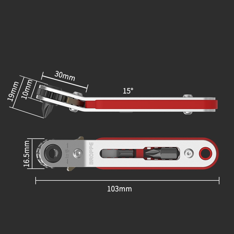 3Choices Mini Magnetic Screwdriver double-head Ratchet Wrench Right Angle 1/4" Hex Shank for Narrow Space DIY Hand