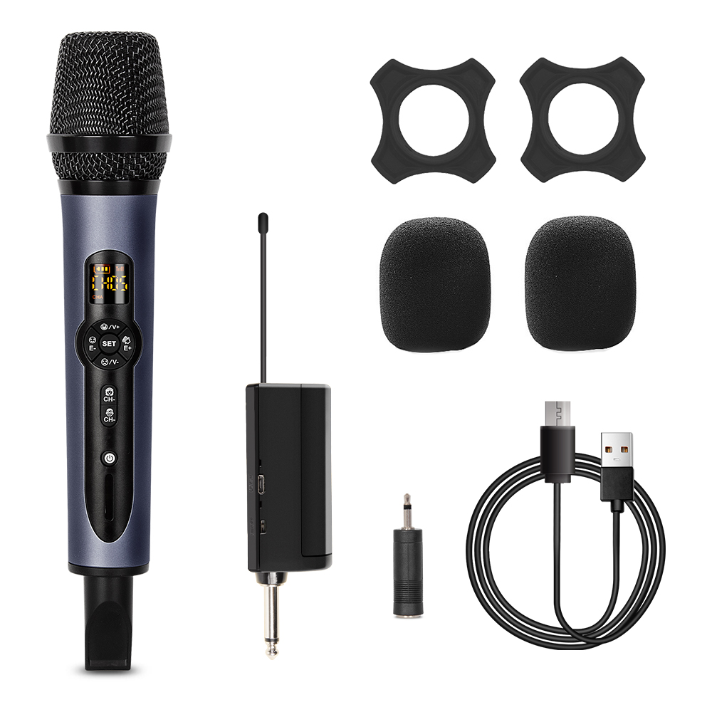 Wireless Microphone 2 Channels UHF Depusheng H2 Dual Handheld Dynamic Karaoke Mic System 50m for Stage Church Party Speaker Meet: PURPLE