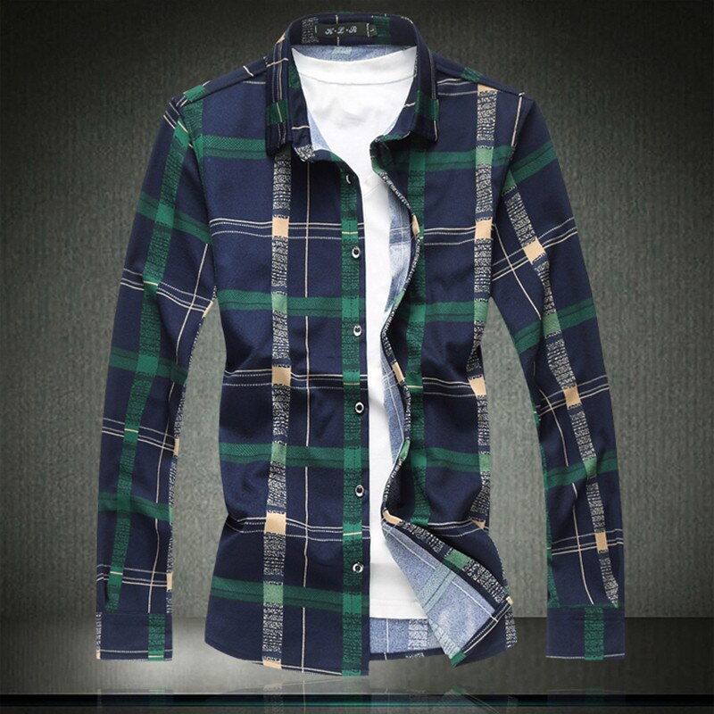 Fritidsrutete herreklær 7xl store herreskjorter med lange armer m -4xl 5xl 6xl #9718
