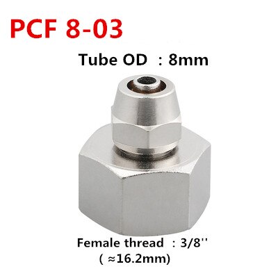 1PCS Internal Thread Straight Through Copper Material Pneumatic Screw PCF Quick Connectors Fitting Gas Hose One Touch Push Into: 8-03
