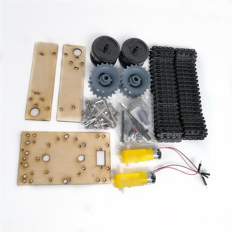 Pequeño martillo DIY de madera inteligente, tanque Robot RC con correa de oruga de plástico, Motor TT para Arduino UNO