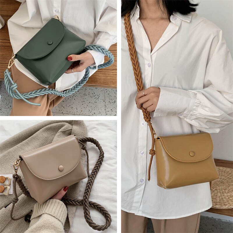 Burminsa Koreanische Stil Mini Umhängetaschen Für Frauen gewebte Gurt Mädchen Schulter Taschen PU Leder Damen Bote Taschen Sommer