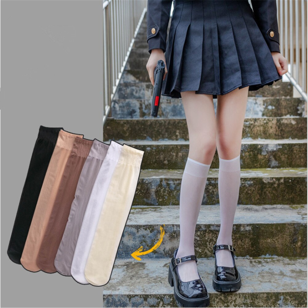 Japanese Jk Uniform Stockings Over the Knee Velvet White Half Calf Stockings Harajuku Knee Stockings