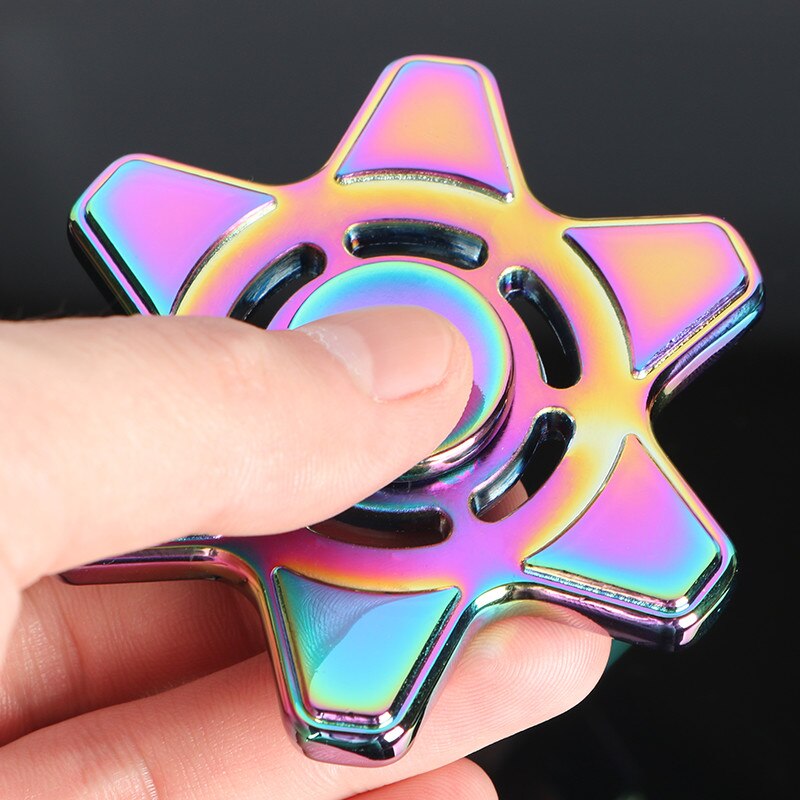 Spinner de mano de metal de juguete tri-spinner de seis estrellas colorido para el autismo y el ADHD niños adultos enfoque mágico de rotación array