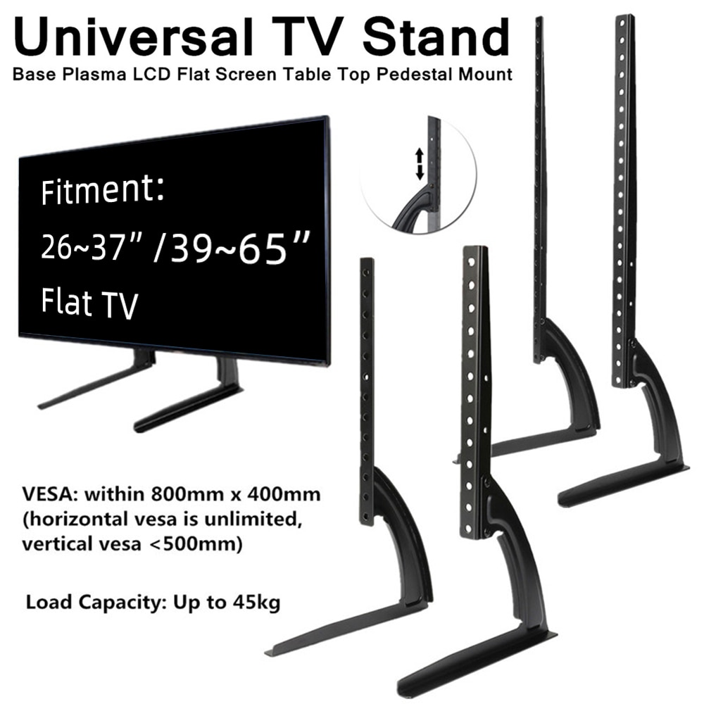 Height Adjustable Stable Stand Base Universal Table Top Flat TV Iron Stand Legs For Most 26-65" LED LCD Flat Screen TV