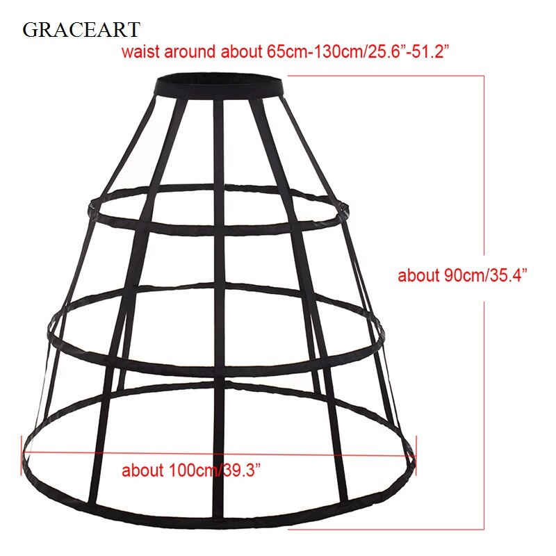 Jupe avec Cage Crinoline pour femme, jupon blanc et noir: B Black