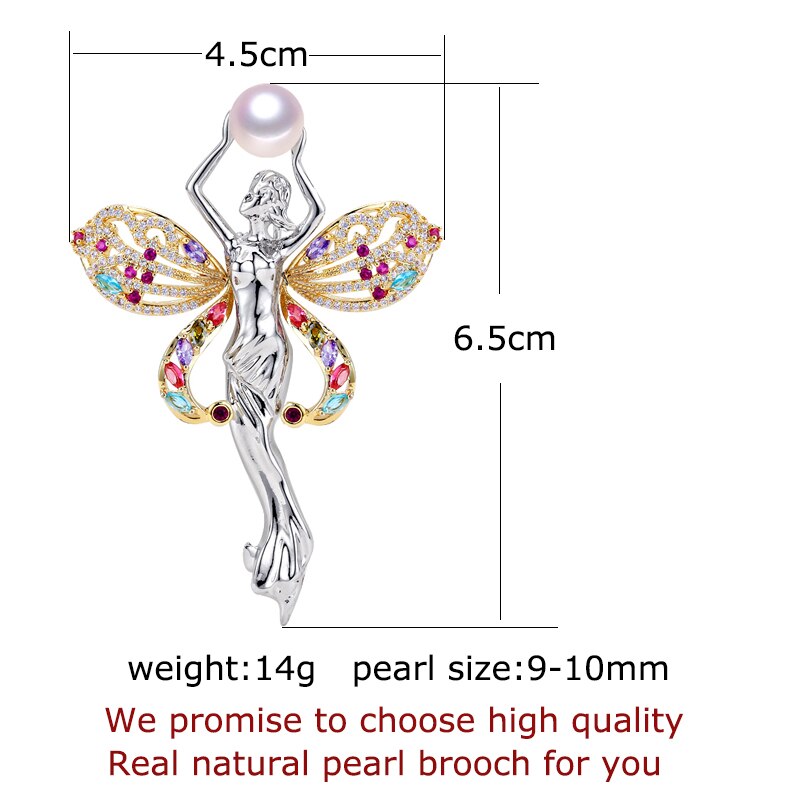 ZHBORUINI Fijne Sieraden Natuurlijke Zoetwater Parel Broche Non Fading Angel Broche Pins Parel Sieraden Vrouwen Italiaanse Technologie