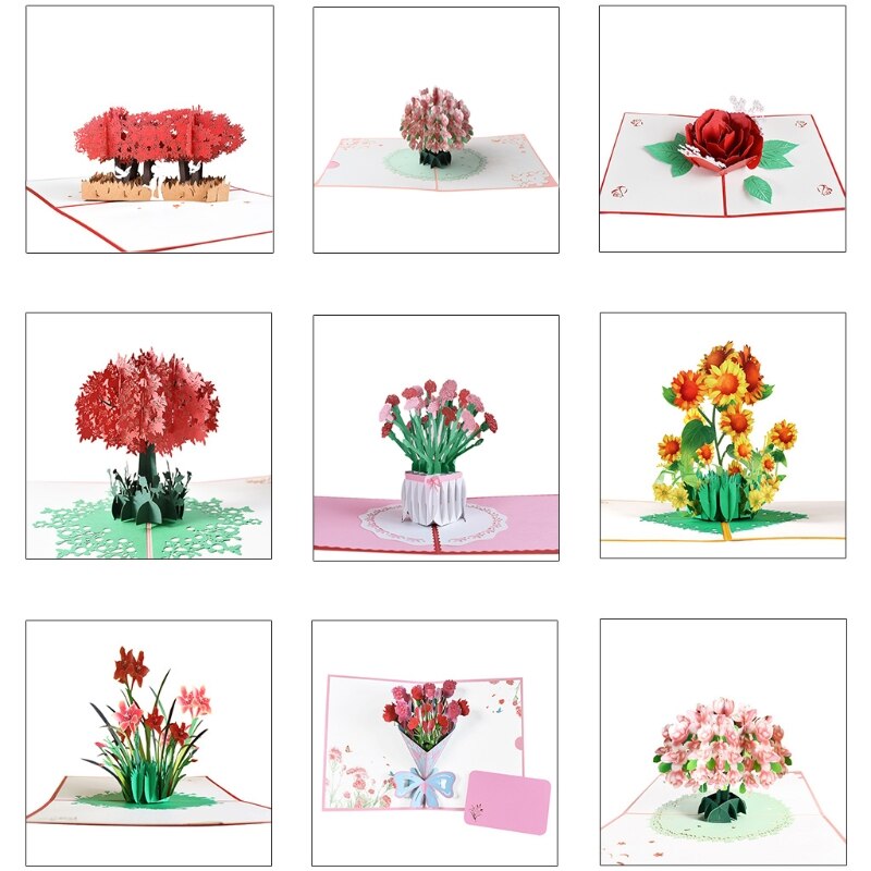3D Pop-Up Flower Floral Greeting Card for Birthday Mothers Father's Day Wedding M89A