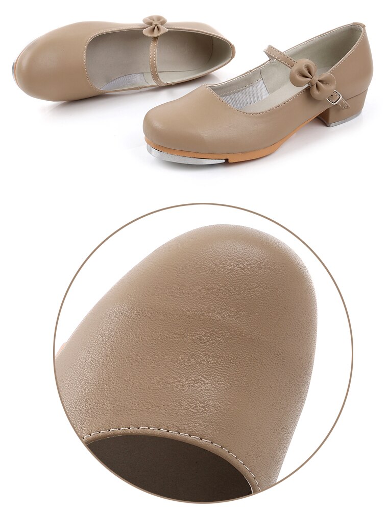 Chaussures de danse à talons bas en T pour filles, en cuir verni, noir, Jazz Step Dance, sabots, taille 23-42