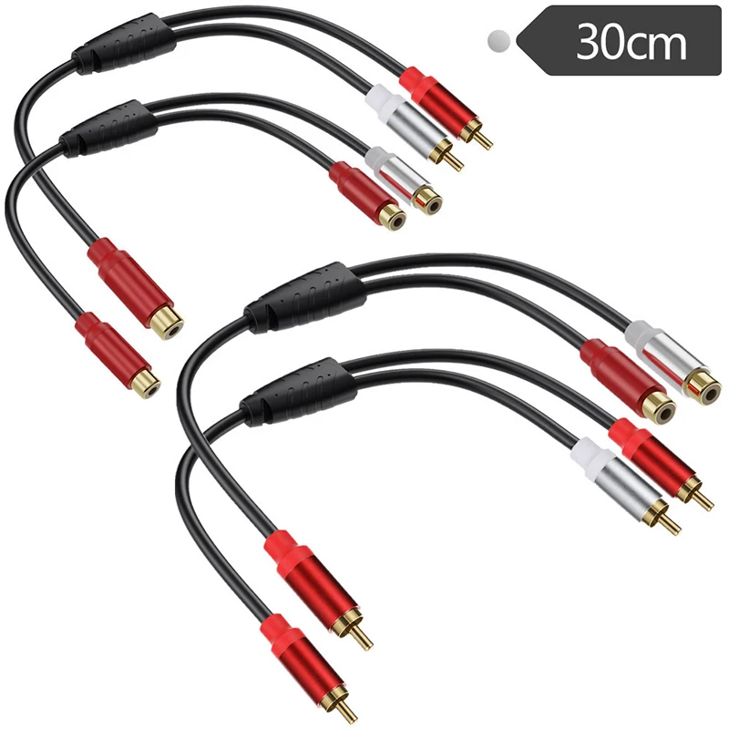 RCA Kabel Splitter 1 in 2 Out Stecker auf Buchse Audio Kabel Stecker Konverter Auto Verstärker Lautsprecher Heimkino Verlängern Draht Adapter