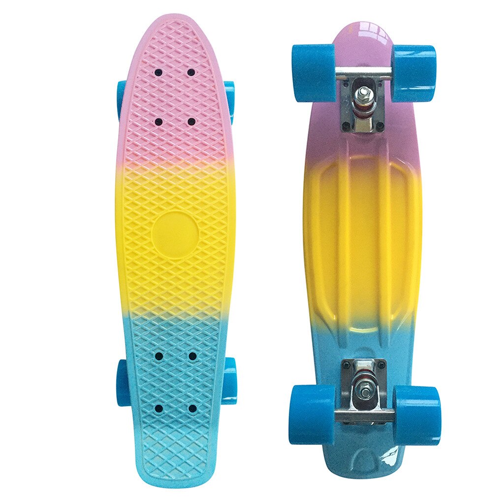 22 "Schlittschuh Gremium Mini Kreuzer Skateboard Kunststoff 6" breite Mehrfarbig Longboard retro Banane Fishboard Straße draussen Sport # g3