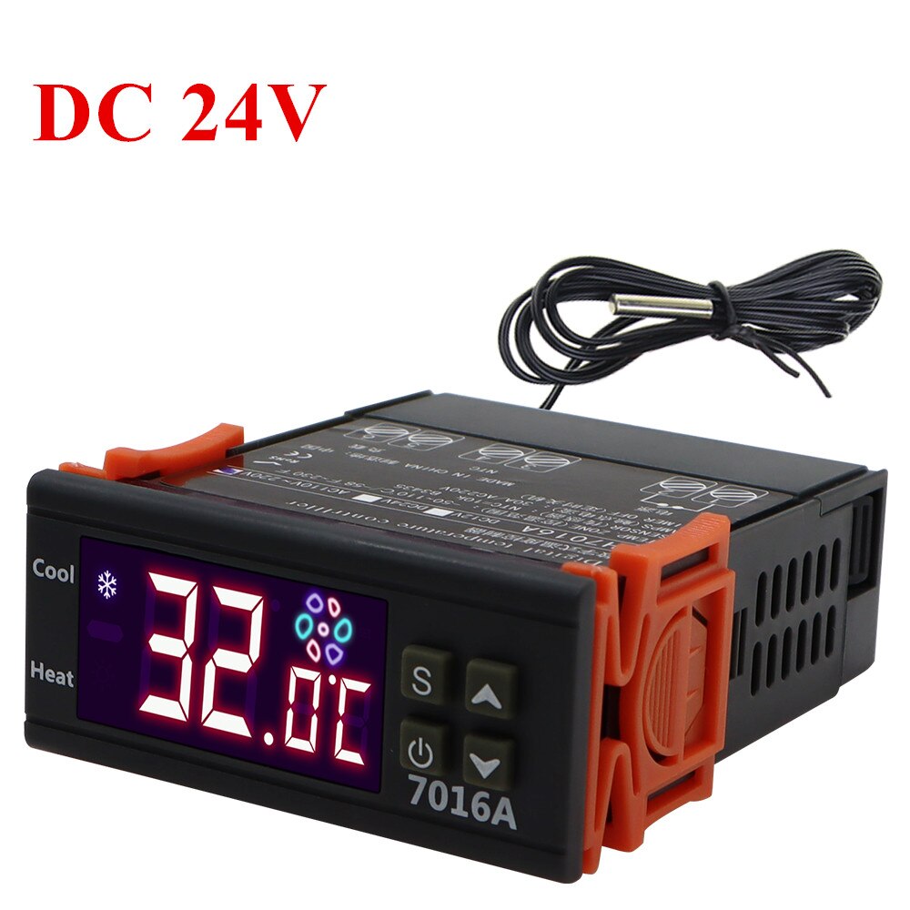7016A Digital Temperature Controller Switch Controller 30A High-Power Temp Control Thermostat Heating Cooling NTC Sensor 40% off: DC 24V