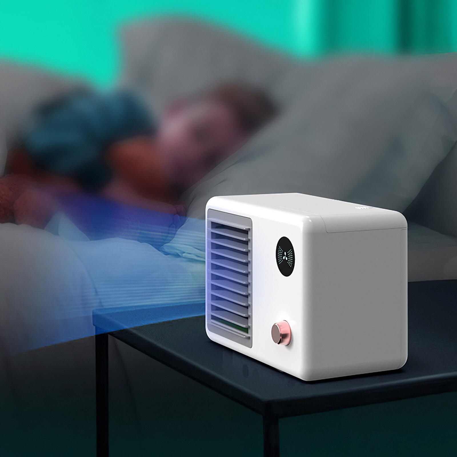 Room Air Humidifier Portable Air Conditioner Light Conditioning Humidifier Purifier USB Desktop Air Cooler Fan With Night Lamp