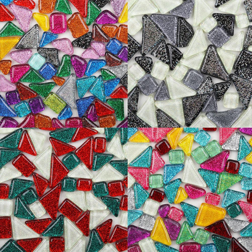 500Stck Unregelmäßige Mischte Farbe funkeln Mosaik Steine DIY Handgemachte Handwerk Wohnkultur