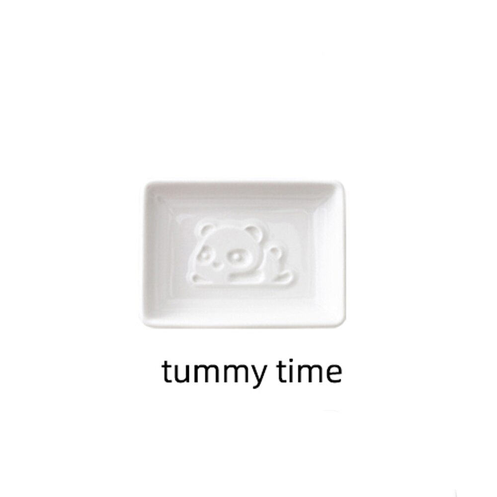 MUZITY Ceramic Sauce Dish Porcelain Panda Soy Sauce Dish Embossed Seasoning Small Dish: Rec.-Tummy time 2pcs