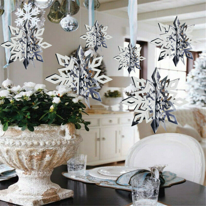 6pcs/set 3D cardboard hollow Snowflakes Hanging decorations Christmas Year decorations for the home party decorations Natal