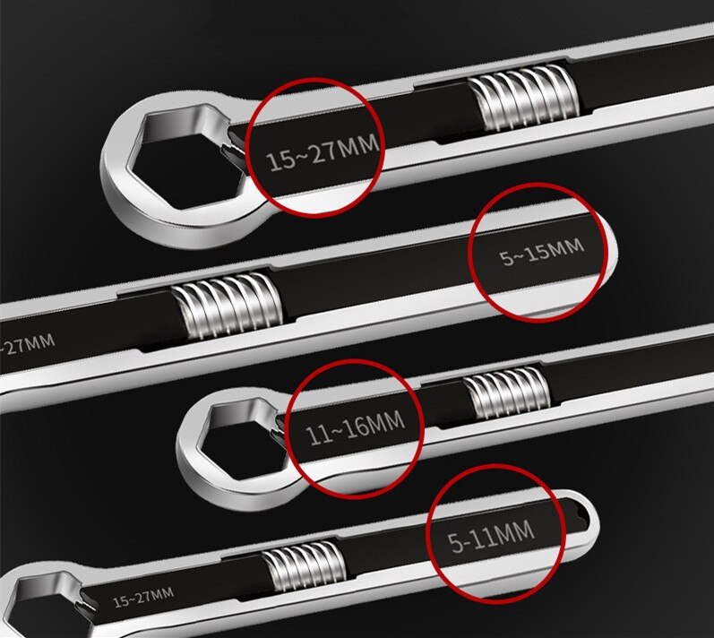 Multi-function Adjustable 5-27mm Metric Wrench Set Gear Torque and Socket Wrench Set Nut Tools for Repair A Set of Wrench