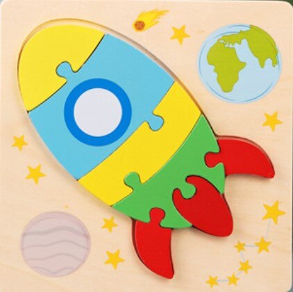 3D Wooden Puzzle Jigsaw Toys For Children Wood 3d Cartoon Animal Puzzles Intelligence Kids Early Educational Toys for children: Silver