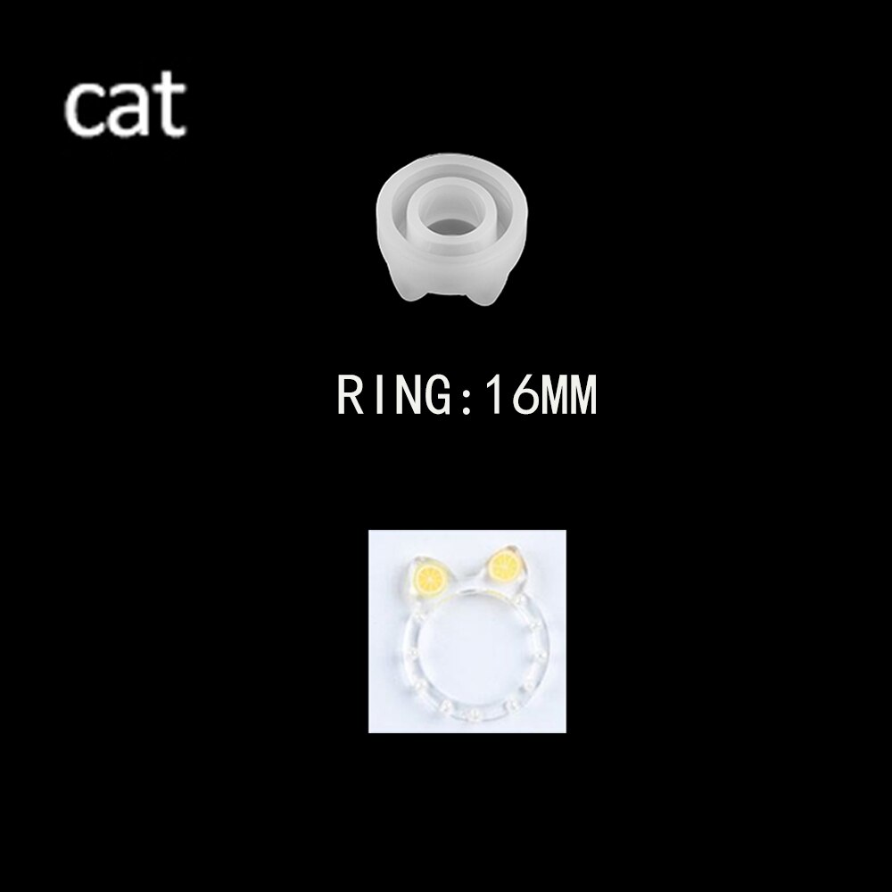 1Pc Harz Ring 5 Formen Silikon Form Schmuck Katze Diamant Flachen Förmigen Ring Anhänger DIY Silikon Form Blume Schmuck zubehör: Cat style 3