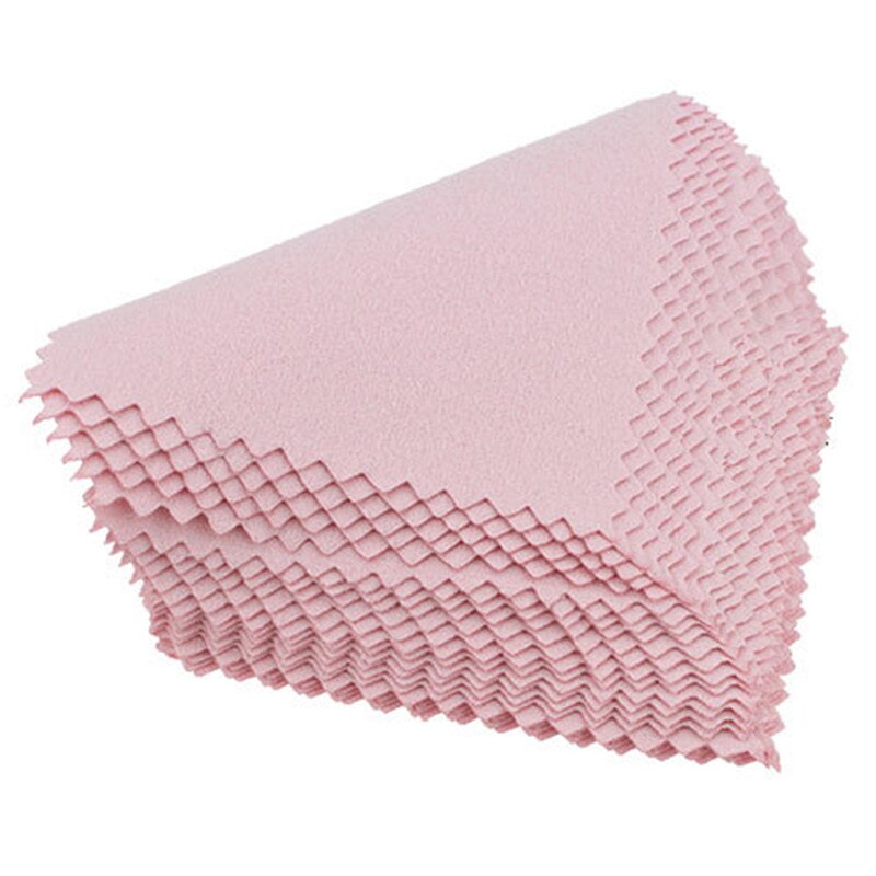 8cm * 8cm 50 unidades/pacote jóias polimento cor rosa tecido prata polonês pano de limpeza cuidados para 925 prata