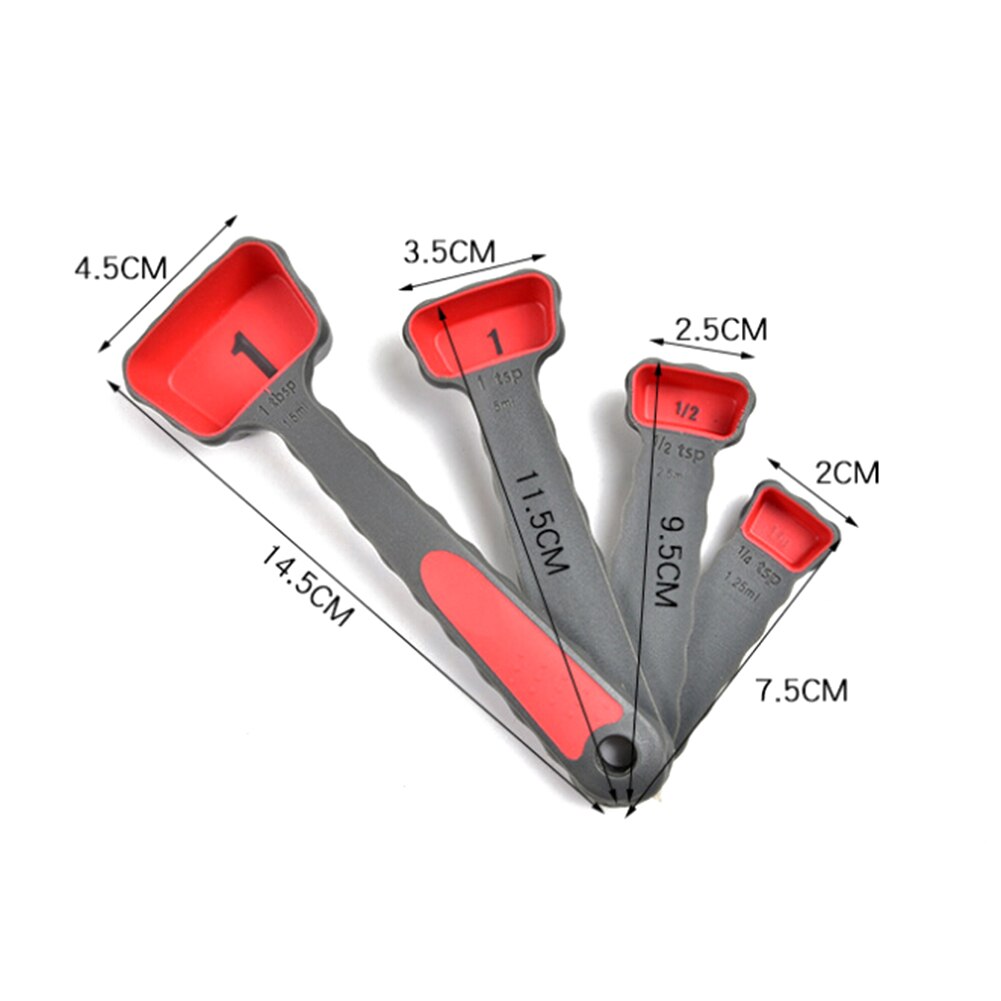 Cuchara medidora de silicona de 4 uds, cuchara medidora plegable para cocina de uso doméstico, cuchara para cocción de cristal medidora multifuncional