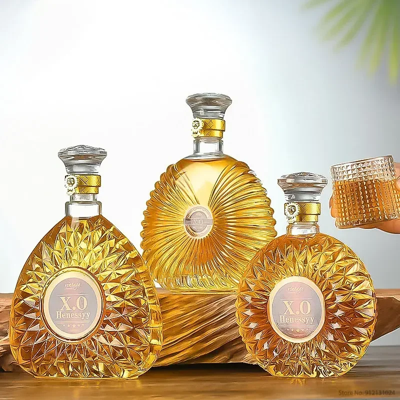Decantador de whisky para licor, Bourbon escocés, tapón hermético, sin plomo, artículos de bar de lujo, 750 ml