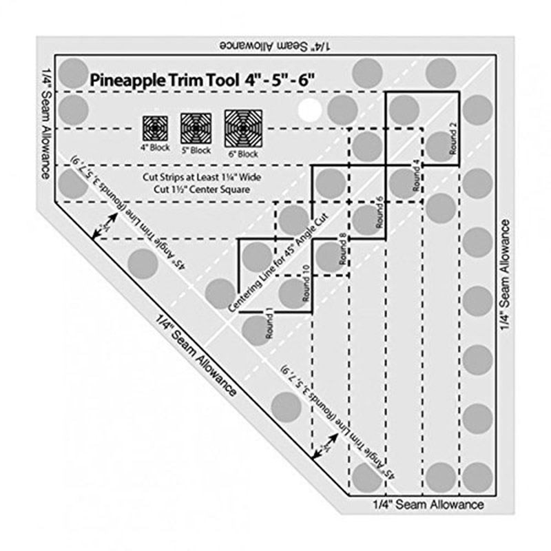 NON-SLIP The Pineapple Ruler Quilting Ruler Pineapple Trim Tool templates patchwork ruler quiter's ruler